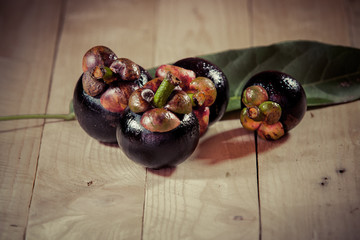 mangosteen put on wood floor