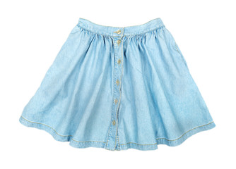 Fashionable short blue denim skirt