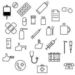 Medicine icons set.