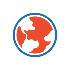 Earth Icon  blue and orange