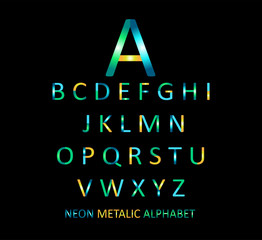 Colorful font neon metallic color vector