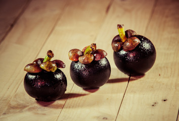 mangosteen put on wood floor