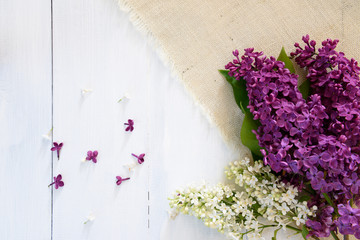 Lilac on a wooden background