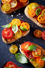 Crostinis with Fresh Cherry Tomatoes and Basil