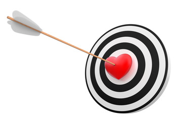 Zielscheibe mit Pfeil und Herz in der Mitte