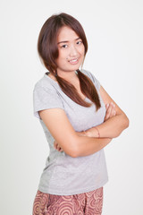 Young Asian Woman With Smiley Face.