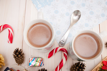 Christmas New Year's background with decoration on white boards