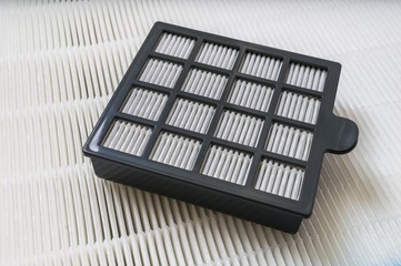 Closeup view on high efficiency particle air filter.