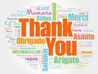 Fototapeta premium Thank You Word Cloud concept background in many languages