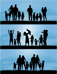 Family silhouettes.  Vector families with a child.