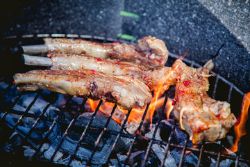 Meat grill, barbecue menu, pork ribs
