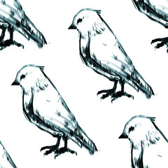 Seamless texture with birds on white background. A great background for your design.