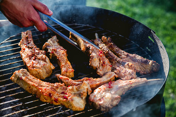 Meat grill, barbecue menu, pork ribs