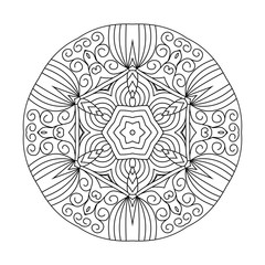 Abstract round ornament.  Mandala. Abstract background. Design for adult coloring book page