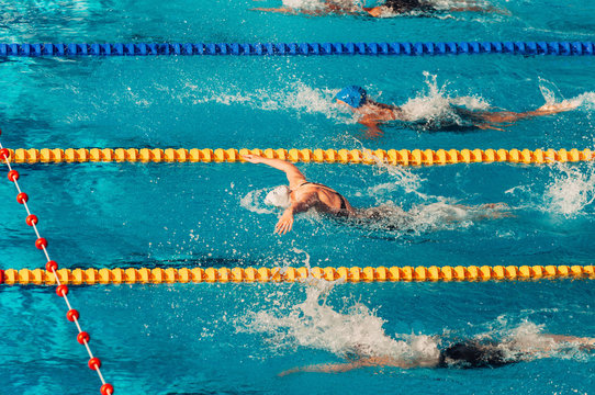 Swimming race, butterfly style