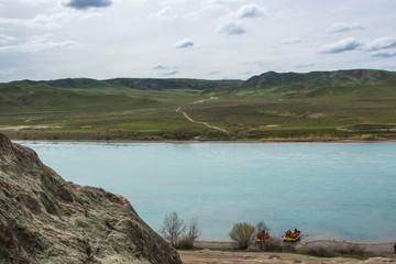 rafting on Ili River in Kazakhstan