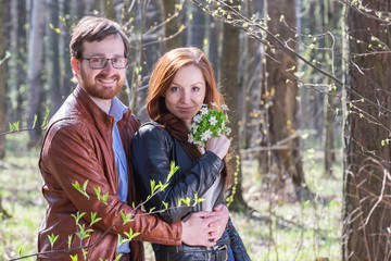 Young couple wih flowers