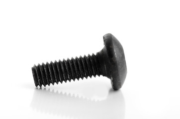 Black screw bolt isolated on white