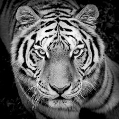 Portrait de tigre en noir et blanc
