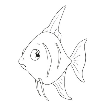 Cartoon character fish. Sad fish vector isolated
