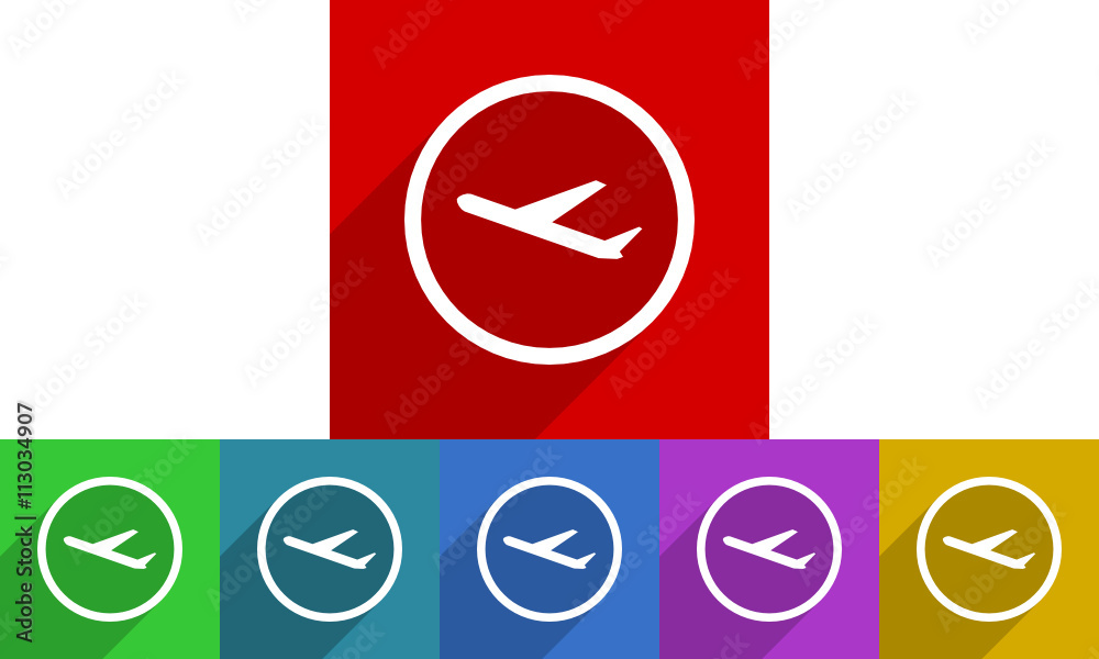 Poster Flat design colored airplane vector set