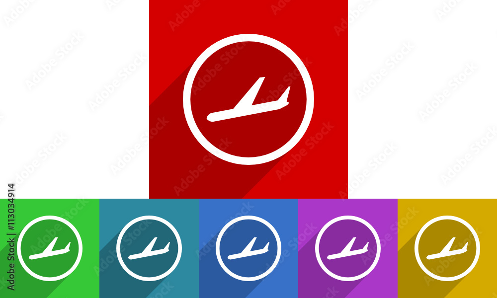 Poster flat design colored airplane vector set