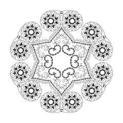 Abstract round ornament. Mandala. Abstract background. Design for coloring book page