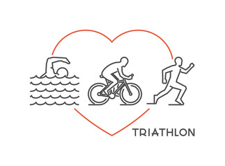 Line vector logo for triathlon with open path