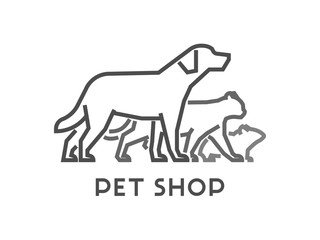 Fototapeta na wymiar Line vector symbol for pet shop with open path
