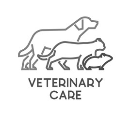 Line vector symbol for veterinary care with open path