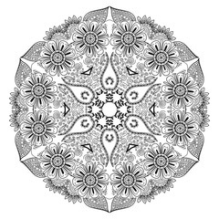 Abstract round ornament. Mandala. Abstract background. Design for coloring book page