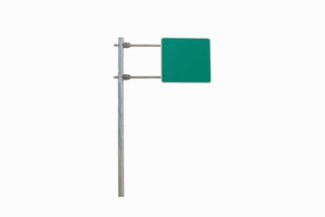 Obraz premium Blank Green Road Sign Isolated on White background.