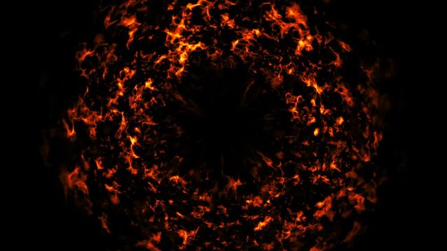 Shock wave explosion from the centre look like flame and in circle of fire heat wave with ray radiant glowing around look like supernova from the sun orange