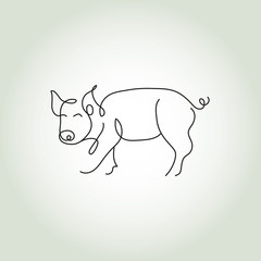 Pig line art vector illustration