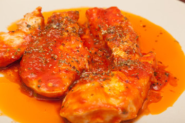 Grilled chicken breast with fresh tomato tarragon sauce
