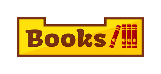 Vector illustration books shop signboard.