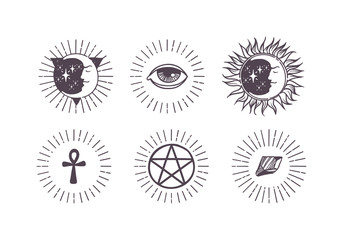 Esoteric symbols vector illustration.