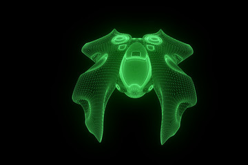 Spaceship Hologram Wireframe HUD in Motion. Nice 3D Rendering
