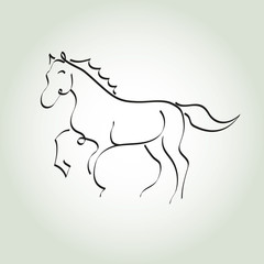 Horse minimal line style vector