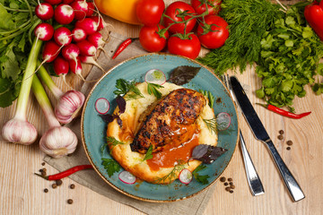Grilled chicken on pita