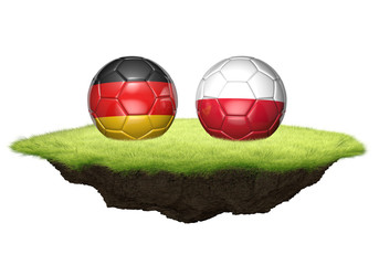 Germany and Poland team balls for football championship tournament, 3D rendering