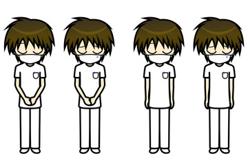 シンプルキャラクター　会話・表情イラスト集　看護師（マスク）　男性　謝罪