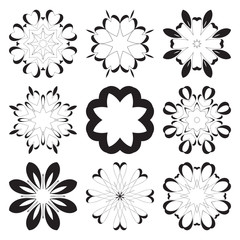 Decorative design elements. Circle ornament. Vector set.