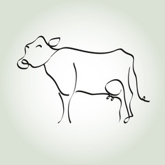 cow simple icon in black lines
