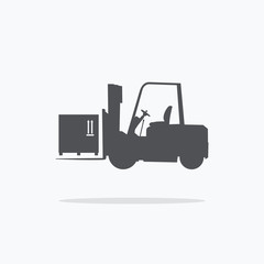 Forklift. Icon forklift with cargo. Vector illustration.