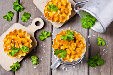 Homemade tartlet with corn