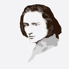 composer  Ferenc Liszt . vector portrait