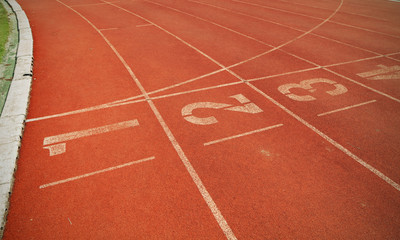 Fototapeta premium Numbers on running track vintage tone style.