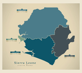 Modern Map - Sierra Leone Provinces detailed SL