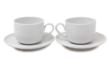 Obraz na płótnie Canvas Porcelain cup with tea on white background